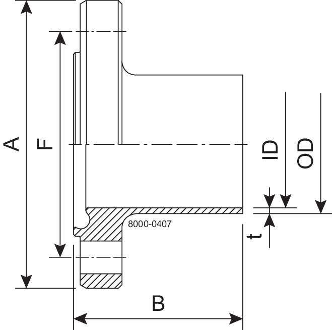 FLANGE NF DN32 H3 1.4307