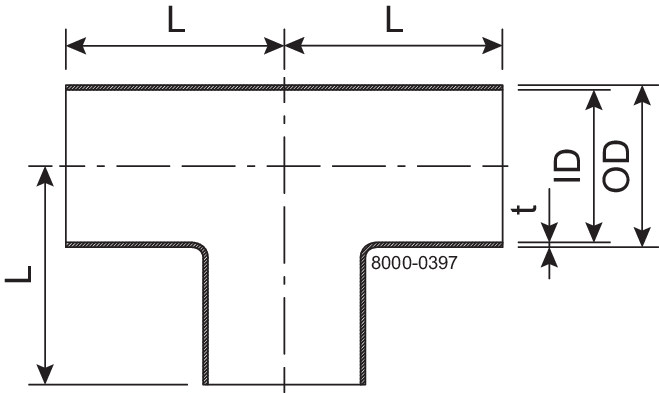 TEE EQUAL DN25 HSF3 1.4307