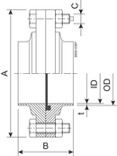 FLANGE COM DN100 1.4404 EPDM