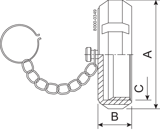 END CAP W. CHAIN 101.6-SB-304L